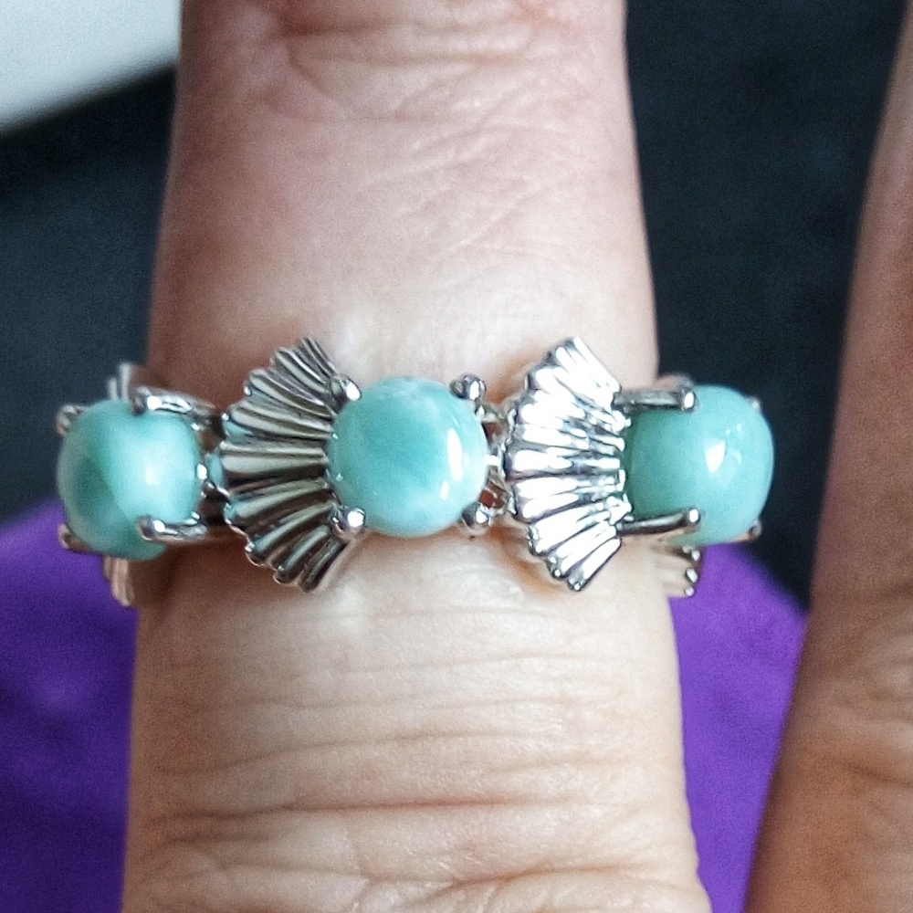 Genuine Larimar Ring - Picture 2 of 3
